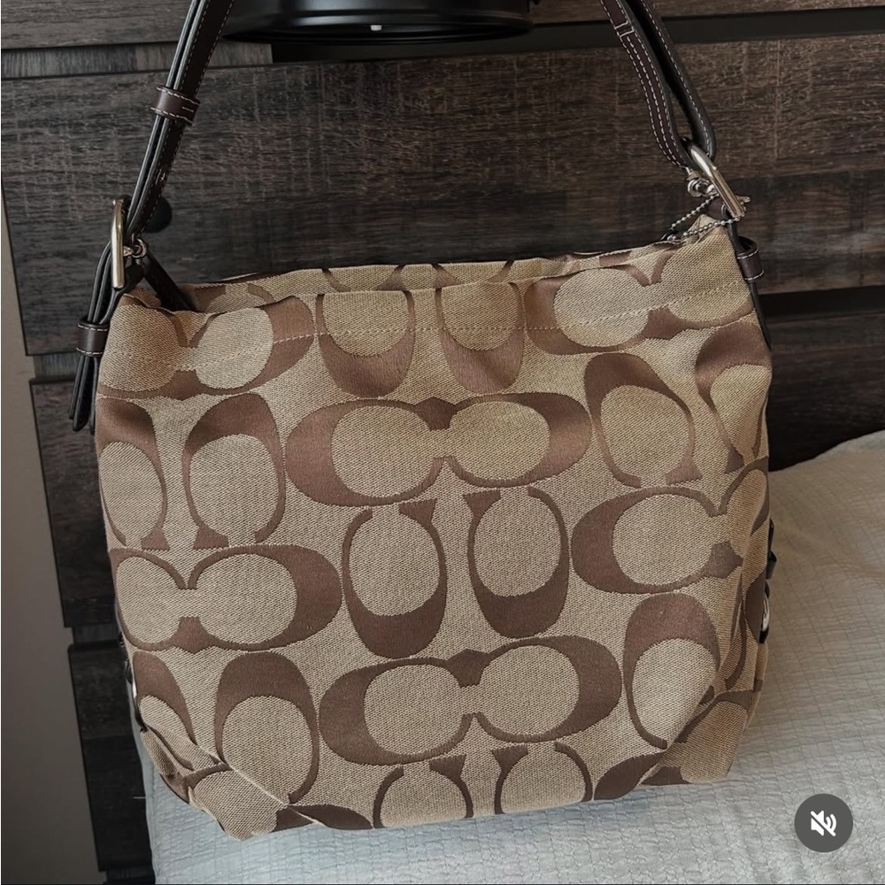 Coach Brown and Beige Signature Hobo Bag